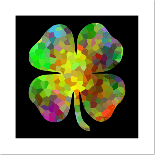 GEOMETRIC Four Leaf Clover Posters and Art